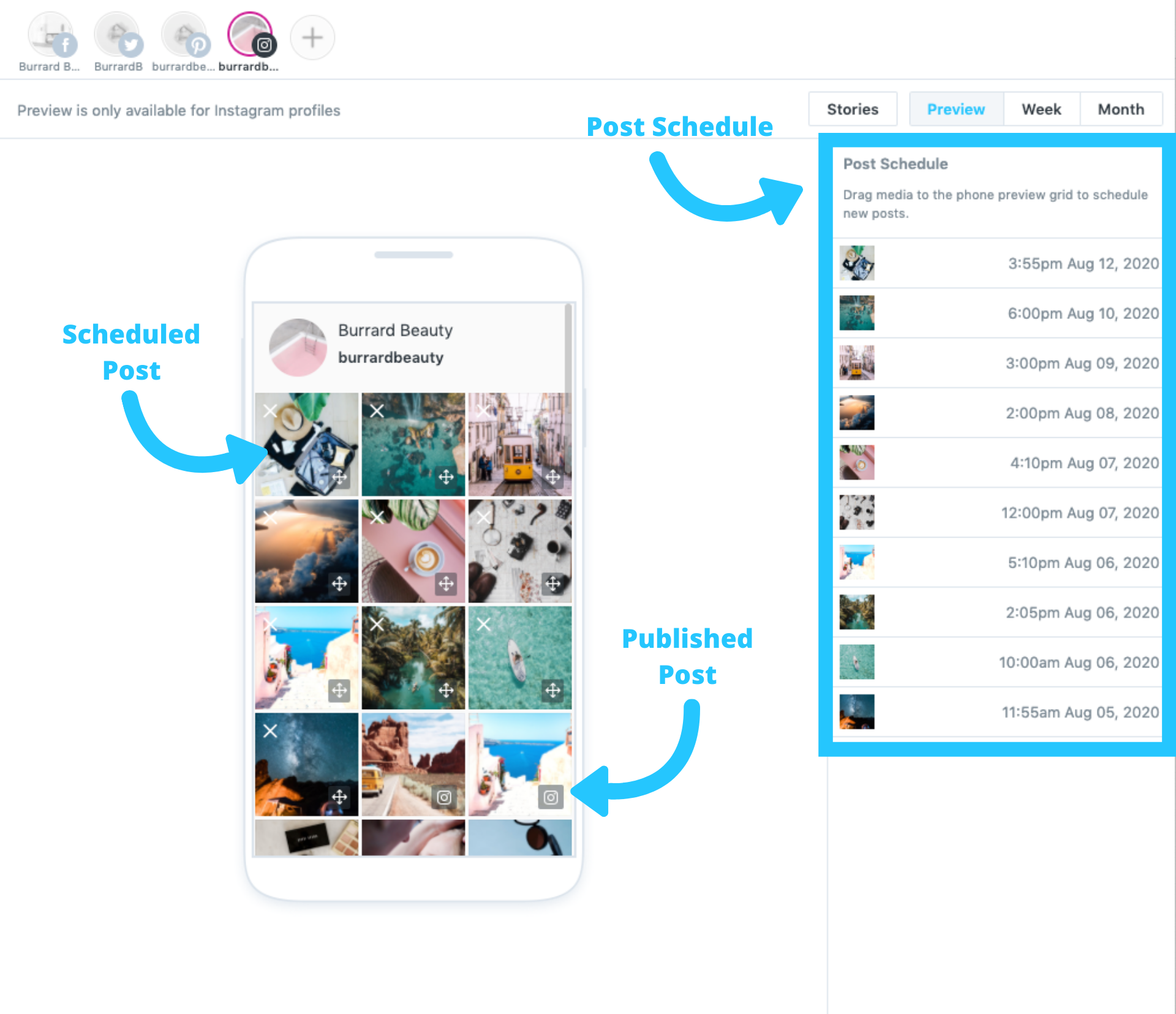 instagram post scheduler analytics